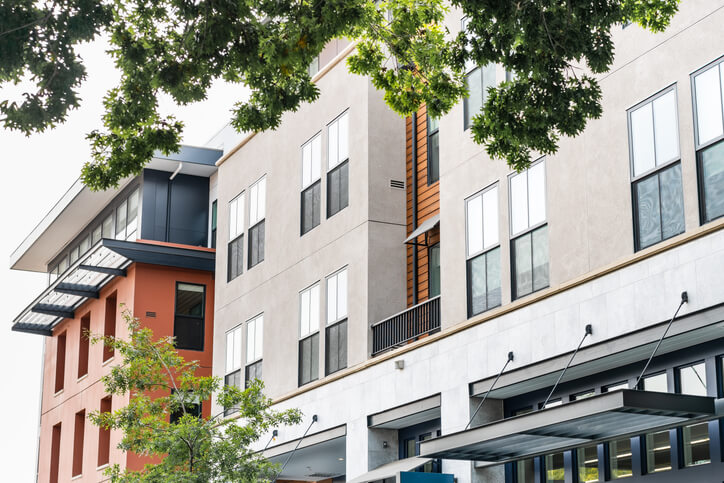 Exterior view of multifamily residential building; NYC