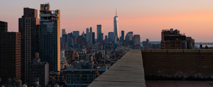 The skyscrapers of NYC from a rooftop