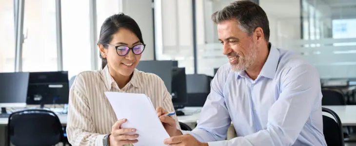 business man and lawyer discussing litigation